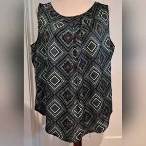 NWOT Suit Separates Satiny Print Tank (Blue Print) - Nine West